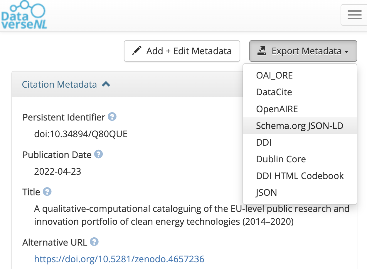 Export JSON-LD Metadata